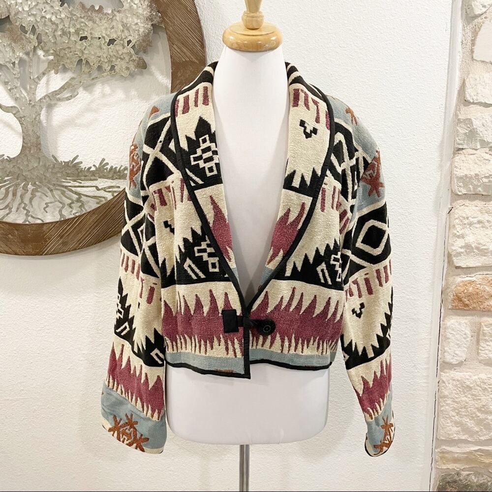 Vintage Flashback Woven Blazer Jacket Southwestern Large